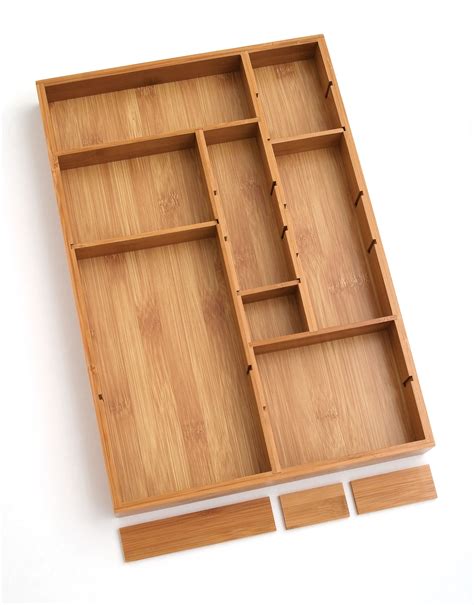 Lipper International 8397 Bamboo Wood Adjustable Drawer Organizer With