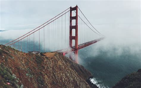 Download Wallpapers Bridge Golden Gate Fog San Francisco Usa