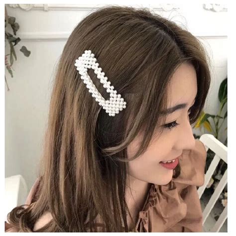 M Mism Full Pearls Hair Clips For Women Fashion Sweet Imitation Korean Style Hairpins Alloy Bb