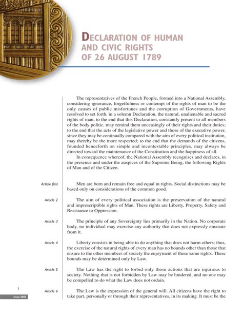 Declaration Of Human And Civic Rights Of 26 August 1789