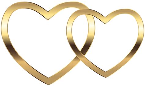 Heart Clip Art Transparent Two Gold Hearts Png Clip Art Image Png