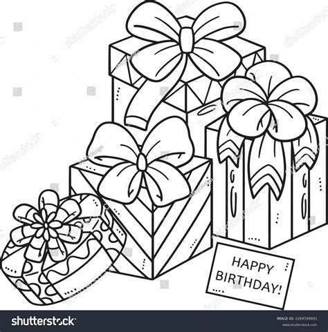 Birthday gift isolated coloring page kids stock vector (royalty free) 2264594941