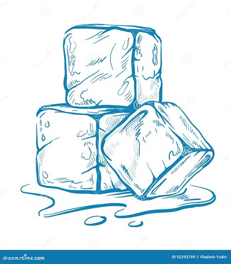 Vector Sketch Of Ice Cubes Stock Vector Illustration Of Draw 92293799