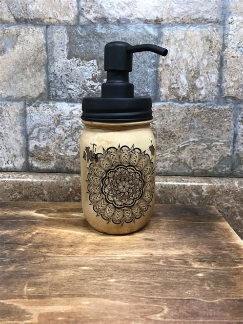 Rustic Mason Jar Soap Dispenser Farmhouse Decor Painted Soap Etsy