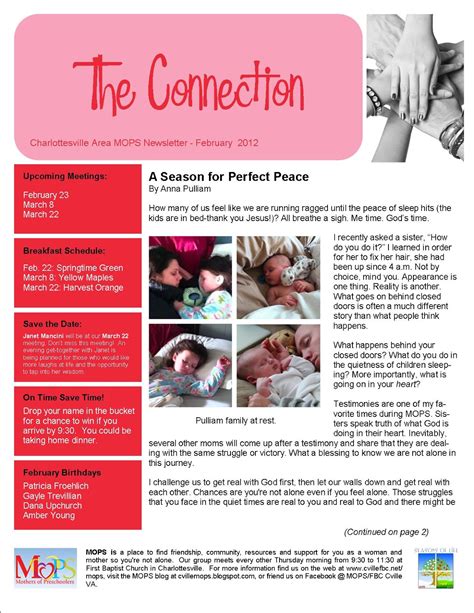 FBC Charlottesville Mothers of Preschoolers: The February 2012 Newsletter is Now Online.