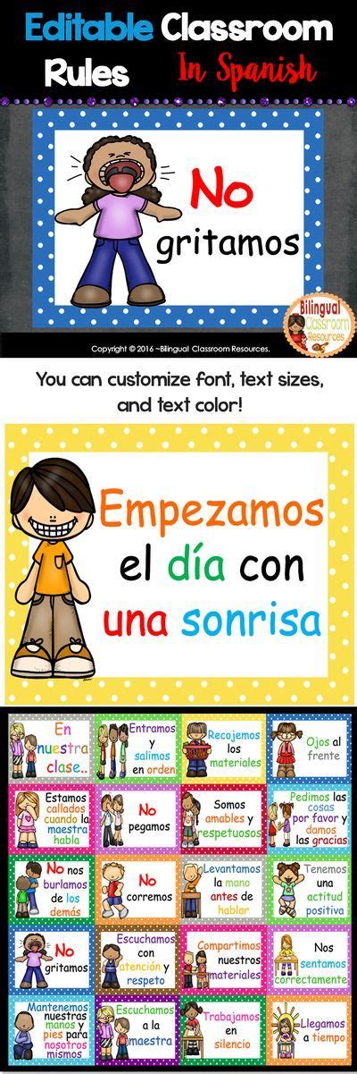 Editable Classroom Rules Posters In Spanish Las Reglas Del Salón Are A