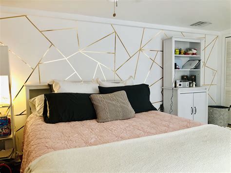 Backsplash, bathroom, kitchen, feature wall, fireplace. Geometric Bedroom Statement Wall. Gold Washi Tape. | Washi ...