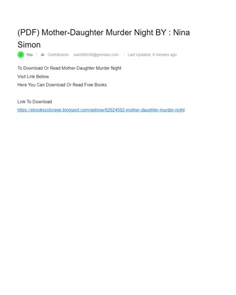 Pdf Mother Daughter Murder Night By Nina Simon Ai Powered Online Docs