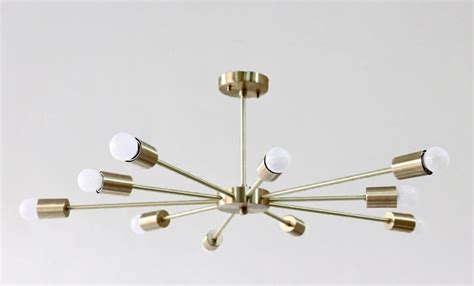 10 Light Mid Century Brassblack Sputnik Chandelier Light Etsy