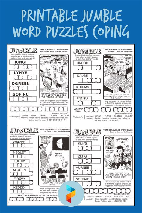 Printable Jumble Word Puzzles Coping In 2021 Jumbled Words Jumble