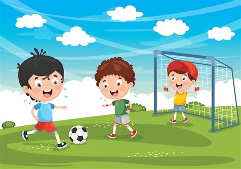 Premium Vector Illustration Of Kid Playing Football