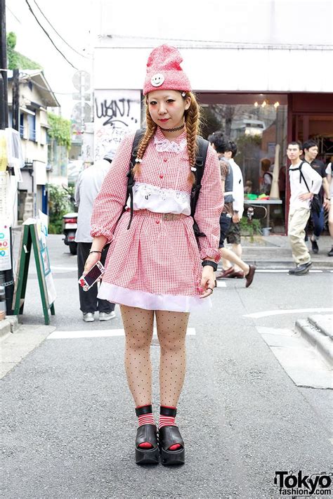 Indie Japanese Fashion Designer Ririan Wearing A Cute Handmade Gingham