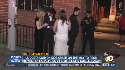 officer helps teens get to prom after car crash youtube