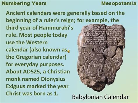 Numbering Years Mesopotamia Ancient Calendars Were Generally Based