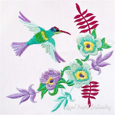 Free Hummingbird Machine Embroidery Design 2 Sizes Royal Present