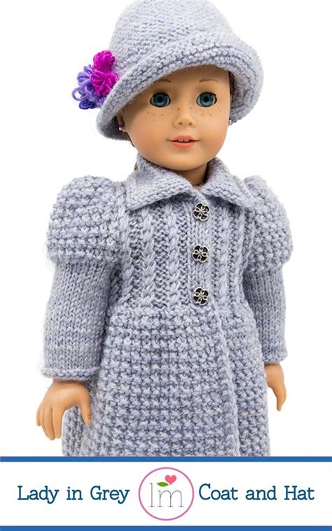 Lady In Grey Coat For 18 Inch Dolls Doll Clothes Knitting Pattern