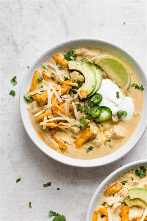 Creamy white chicken chili with cream cheesecookie rookie. Creamy White Chicken Chili • Salt & Lavender
