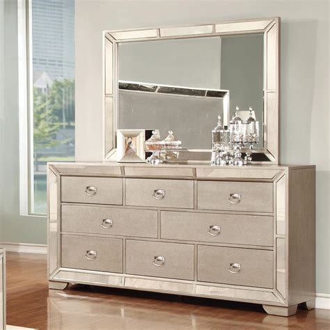 Baxton studio luminescence wood contemporary upholstered dresser, white. Lifestyle Glitzy 7 Drawer Dresser and Mirror Set | Royal ...