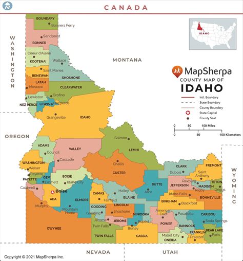 Idaho Counties Map By Mapsherpa The Map Shop