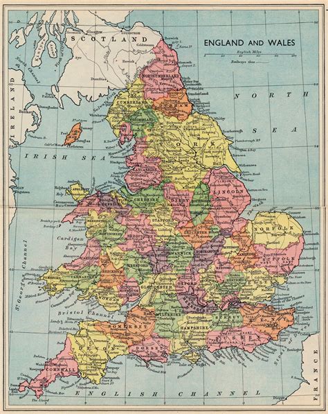 An Old Map Of England Showing The Major Cities