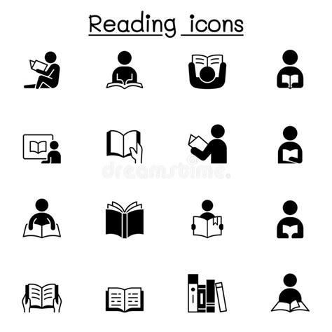 Reading Icons Set Vector Illustration Graphic Design Stock Illustration
