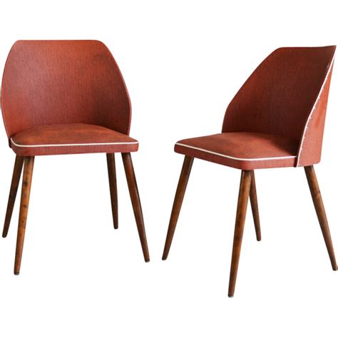 Annonces chaises en cuir occasion. Paire de chaises vintage en simili cuir et bois - 1960 ...