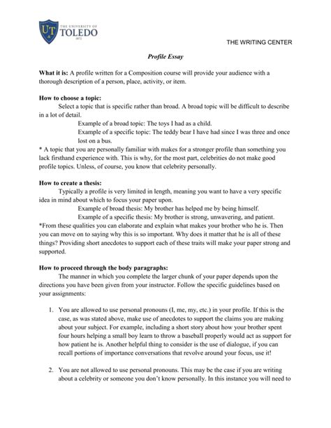 Top Write A Profile Essay Examples The Latest Scholarship