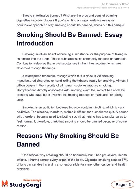 Should Smoking Be Banned Free Essay Example