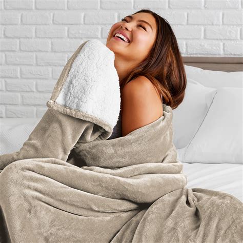 Bare Home Plush Sherpa Bed Blanket Fluffy And Soft Reversible Lightweight Throwtravel Light