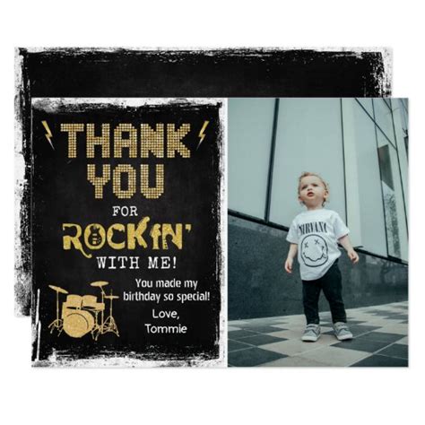 Rockstar Rocker Chalk Grunge Thank You Card