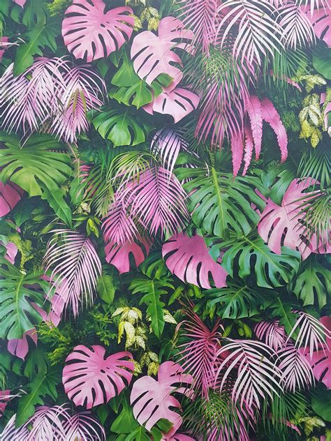 As Creation 3d Effect Tropical Palm Leaf Wallpaper Green Pink Vinyl