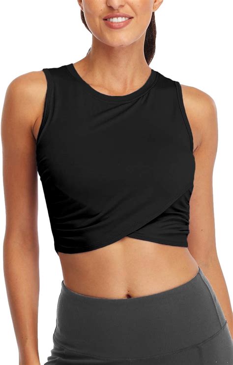 Sanutch Crop Workout Tops For Women Cropped Shirts Dance