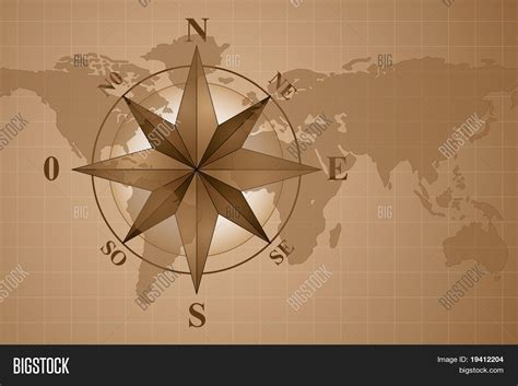 Map World Compass Rose Image And Photo Free Trial Bigstock