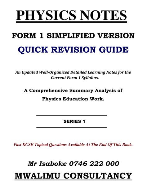 Form 1 Phys Simplified Notes Physics Notes Form 1 Simplified Version