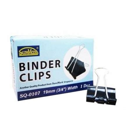 Singapore Stationery Binder Clips 19mm Box Of 12 Sq 0107 Office