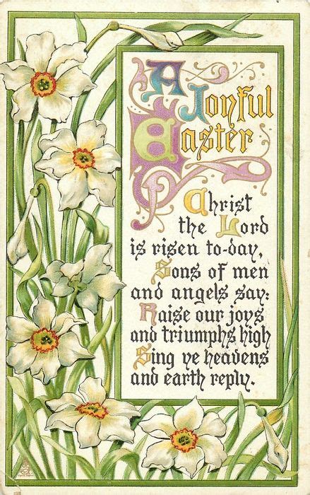 A Joyful Easter Narcissi Easter Religious Easter Postcards Vintage