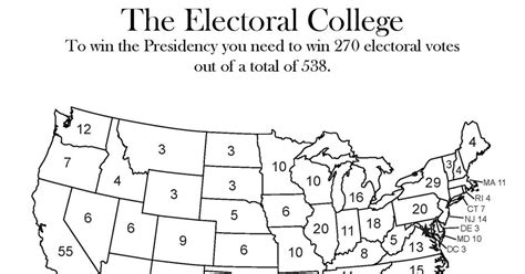 Blank Electoral College Map Sketch Coloring Page