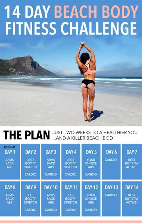 The 14 Day Beach Body Fitness Challenge Beachbody Workouts Bikini