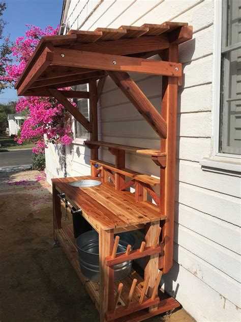 Potting Bench With Canopy Potting Table With Water Spigot Etsy