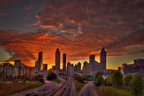 Sunset Skyline Atlanta Downtown Orange Photograph By Reid Callaway