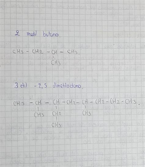 Dibuja la fórmula estructural condensada de los siguientes alcanos 2