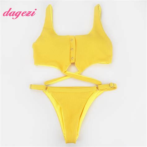 Women S Bandeau Bikini Set Brazilian Thong Swimwear Female Beach Wear Adjust Sides Bottom