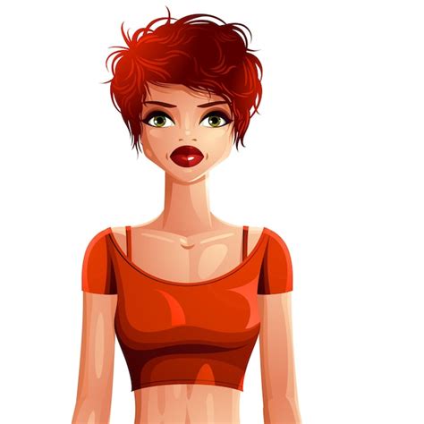 Premium Vector Sexy Coquette Caucasian Woman Upper Body Portrait Gorgeous Red Haired Lady