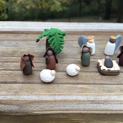 Miniature Polymer Clay Nativity 14 Piece Set Etsy