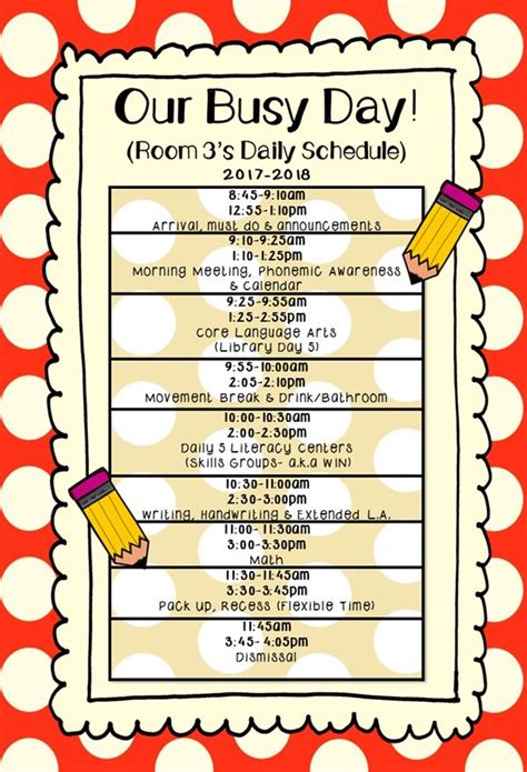 Kindergarten Ms Lelii Our Daily Schedule