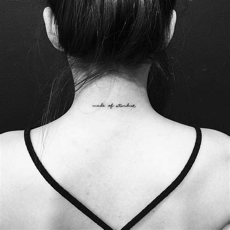 Behind The Neck Is A Perfect Place For A Short Quote Mini Tattoos