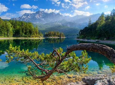 Lake Germany Forest Summer Mountain Trees Water Clouds Green Nature Landscape
