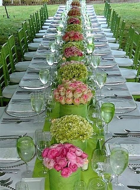 Pink And Green Beautiful Table Settings Table Decorations Flower