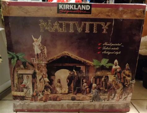 RARE EARLY KIRKLAND Signature 24 Piece Nativity Set Hand Painted Fabric