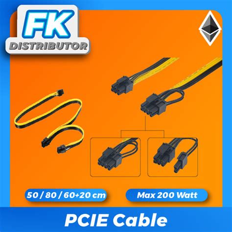 Jual Pcie Cable 6 Pin To 8 Pin 62 Kabel Vga 8 Pin 50 Cm